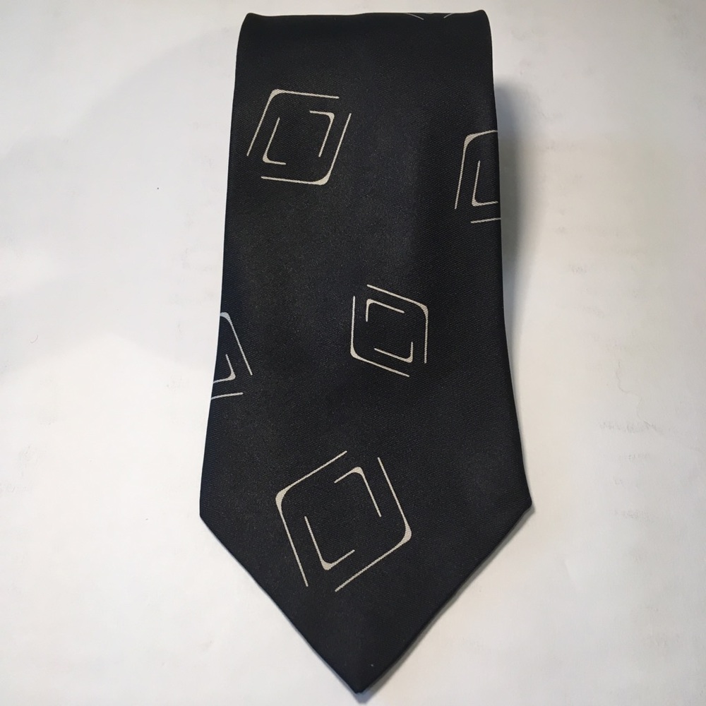 Giorgio Armani Black Silk Men’s Geo Print Tie